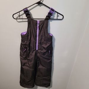 Champion toddler Girls Black + Purple Ski Bib Snow Pants, Reinforced Knee Sz 4/5